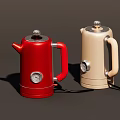 Kitchen Appliances Red And Cream Colored Electric Kettles With Silver Dials And Handles