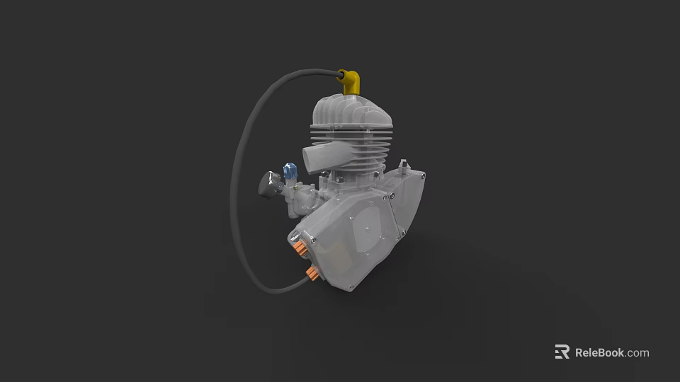 Motorcycle Engine Close Up View Of Mechanical Components And Metal Structure 3d model 