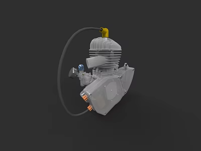Motorcycle Engine Close Up View Of Mechanical Components And Metal Structure 3d model