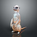 Meerkat Standing Upright With Alert Posture Detailed Fur And Dark Background Surface