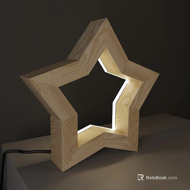 Wooden Star Shaped Table Lamp With Warm Ambient Light For Home Decor 3d model 
