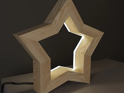 Wooden Star Shaped Table Lamp With Warm Ambient Light For Home Decor 3d model