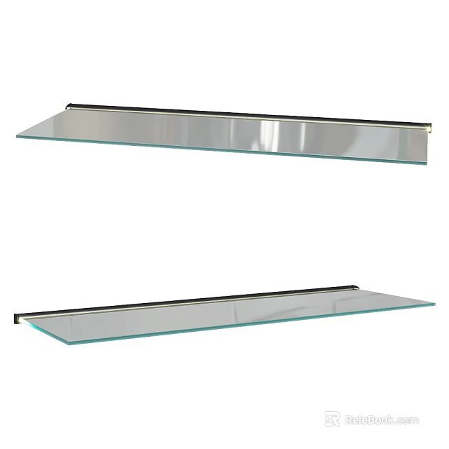 Sleek Glass Storage Shelves With Metal Frames For Bathroom And Kitchen Organization 3d model 