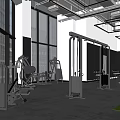 Spacious Modern Gym With Large Windows Green Turf Area And Fitness Equipment