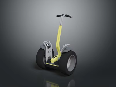 Modern Two Wheeled Hoverboard With Yellow Frame And Gray Body Design 3d model
