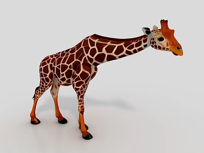 3D Giraffe Model With Brown White Spots Standing In Realistic Pose 3d model