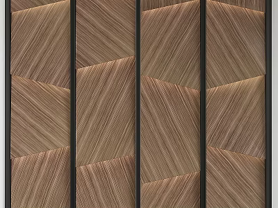 Wood Grain Herringbone Pattern Wall Decor With Black Frames For Interior Design 3d model