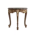 Classic Ornate Round Side Table With Carved Wooden Legs And Gold Accents
