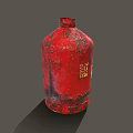 Red Rusted Propane Gas Cylinder With Danger Warning Label Isolated on Dark Background