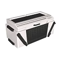 Durable White Storage Box With Black Straps And Mesh Front Panel Design