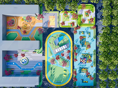 Waterfront Landscape Design With Lush Greenery Pedestrian Paths And Recreational Areas 3d model