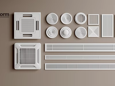 Various Modern Air Conditioner Vents With Different Shapes And Designs 3d model