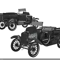 Vintage Black Open Top Trucks With Wooden Cargo Beds And Classic Design