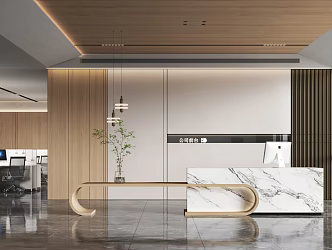 Modern Front Office Front Desk 3d model