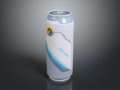 Modern EVO-MAX Beverage Can With Silver Blue Yellow Metallic Design And Sleek Pull Tab Feature 3d model