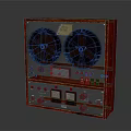 Vintage Red Reel to Reel Tape Recorder With Metal Panel Knobs Buttons and Meters