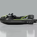 Black And Green Jet Ski With Modern Streamlined Design Seats And Control Console 3d model