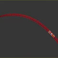 Red Roller Coaster Track With Small Car Moving Along Curved Rail 3d model