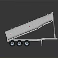 White Tilted Dump Semi Trailer With Multiple Wheels And Gray Cover 3d model
