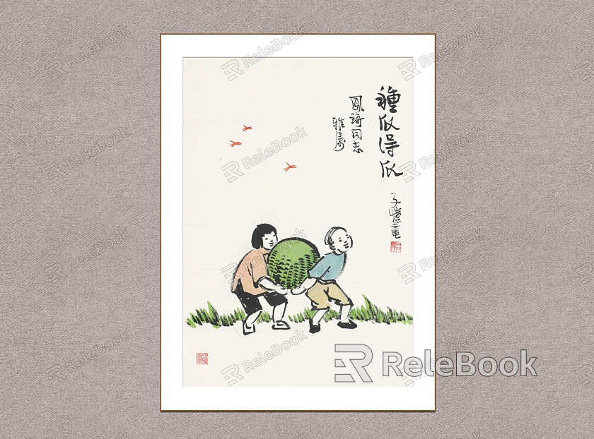 New Chinese Figure Painting Feng Zikai Seeds Melon model