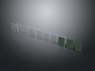 Modern Fence Design Featuring Different Structure Components With Metal Frames And Glass Panels 3d model