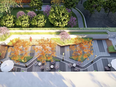 Modern Scenic Feature Wall Design With Lush Greenery Seating And Paved Pathways 3d model