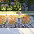 Modern Scenic Feature Wall Design With Lush Greenery Seating And Paved Pathways
