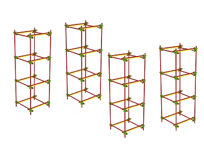 Colorful Multi Layered Metal Frame Structures With Red Yellow Green Components For Construction 3d model