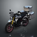 Adventure Motorcycle With Black Frame Silver Storage Cases And Red Spoked Wheels Design