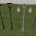 Different Styles Outdoor Lights with Black Metal Pole Solar and Traditional Lantern Design for Garden