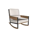 Modern Single Sofa Rocking Chair Design With White Cushion And Wooden Frame