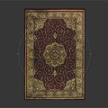 Traditional Square Carpet with Intricate Red Purple Patterns and Beige Golden Border