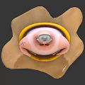 Plump Man With White Hat And Sunglasses Holding Yellow Rubber Duck Float On Wooden Base