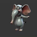 Cute Blue 3D Elephant Character With Big Pink Ears And Friendly Expression 3d model