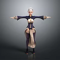 Fantasy Female Character With White Hair And Blue Outfit Standing Pose