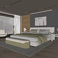 Modern Bedroom Interior Design With Bedside Tables Decorative Painting And Accent Chair