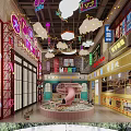 Retro Street Scene Featuring Neon Signs Vintage Arcade Machines And Brick Walls