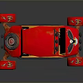 Red Off Road Car With Stylish Eagle Graphics On Body And Roof Lights