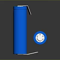 Blue Cylindrical Batteries Featuring Metal Terminal Pins On Top Surface 3d model