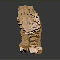 Artisan Crafted Golden Cubes Form 3D Tiger Sculpture With Reflective Surface