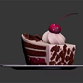 Delicious Red Velvet Cake Slice With Cream Frosting Cherry On White Plate And Fork
