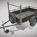 Heavy Duty Utility Trailer With Metal Cargo Bed And Dual Wheels