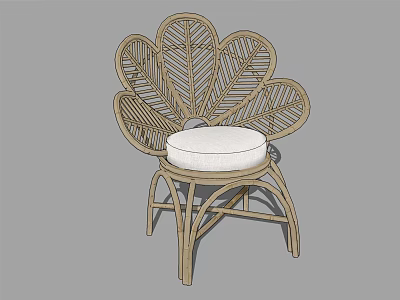 Elegant Petal Shaped Rattan Leisure Chair With Soft White Cushion For Indoor Outdoor Use 3d model
