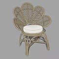 Elegant Petal Shaped Rattan Leisure Chair With Soft White Cushion For Indoor Outdoor Use