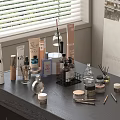 Neatly Arranged Perfume And Cosmetics Display With Bottles Jars Tubes And Scented Items