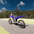 Electric Motorcycle Modern Purple And Blue Design With Large Off Road Tires Sturdy Build