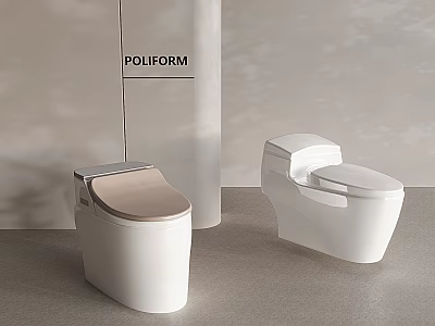 POLIFORM Modern Toilet Design With Sleek White And Beige Seat Covers In Interior 3d model