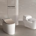 POLIFORM Modern Toilet Design With Sleek White And Beige Seat Covers In Interior
