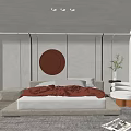 Modern background double bed combination 3d model