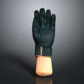 Black Leather Glove Displayed on Light Colored Hand Model Against Dark Background 3d model
